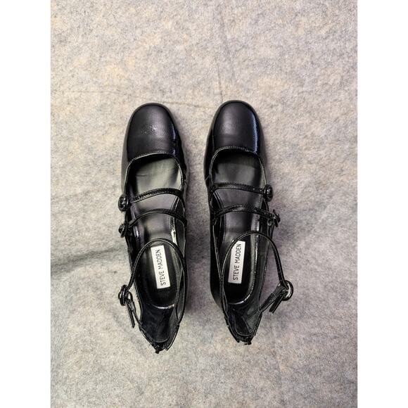 Steve Madden Scottie Mary Jane Ankle Strap Pump Black Size 9 Small Heel Classic - Picture 3 of 7